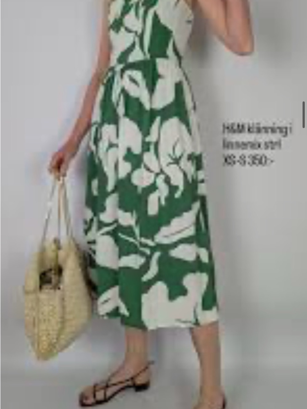 Green & White Linen-Blend Floral Print Midi Dress - Picture 3 of 11